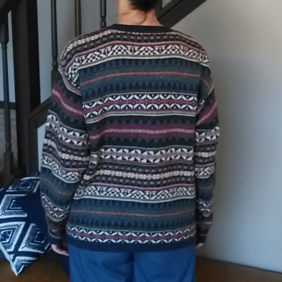 vintage 80's 90's BUTTON FRONT CARDIGAN sweater L - Picture 4 of 9